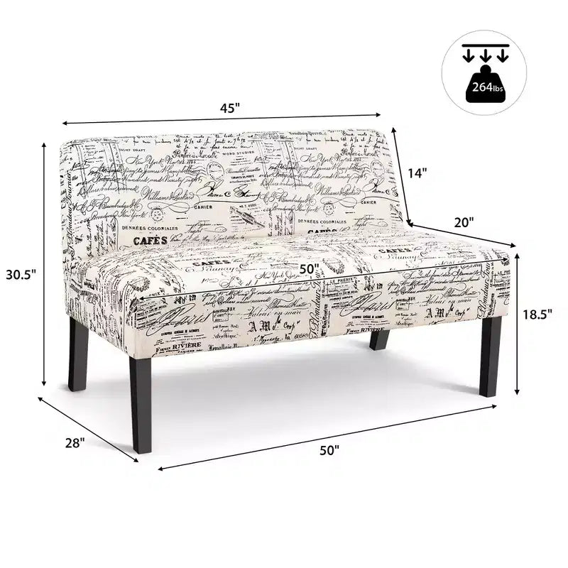 Causeuse Costway Canapé en tissu Banc Lit Chaise Pieds en bois Salon