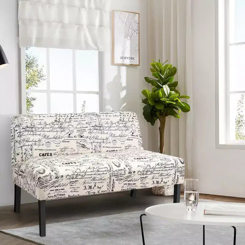 Causeuse Costway Canapé en tissu Banc Lit Chaise Pieds en bois Salon