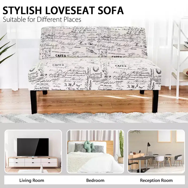 Causeuse Costway Canapé en tissu Banc Lit Chaise Pieds en bois Salon