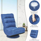 Costway Fauteuil de jeu en tissu, canapé paresseux pliant 5 positions, pivotant à 360 degrés, gris/noir/café