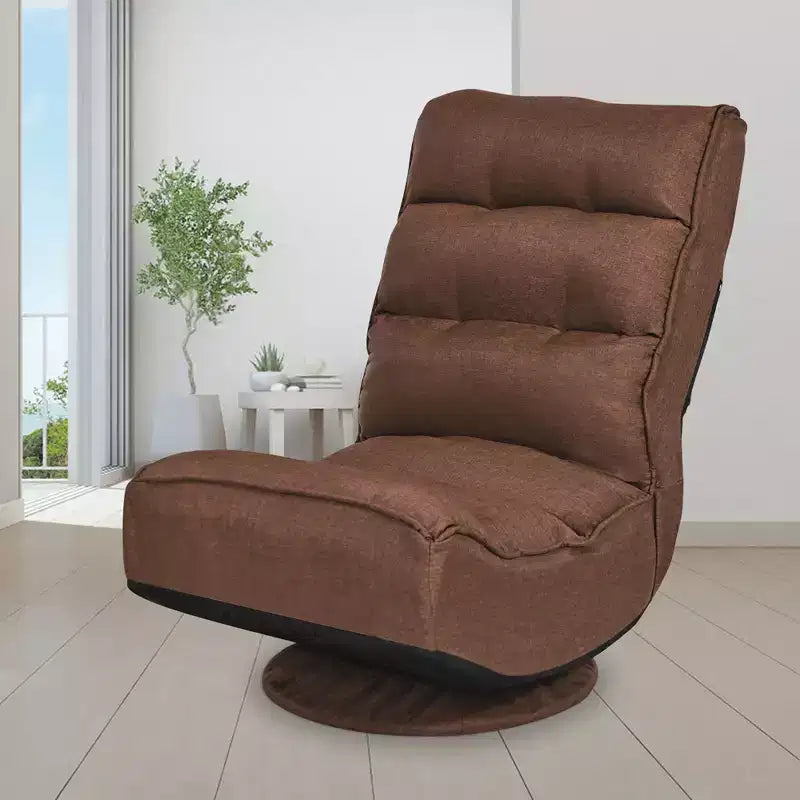 Costway Fauteuil de jeu en tissu, canapé paresseux pliant 5 positions, pivotant à 360 degrés, gris/noir/café