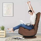 Costway Fauteuil de jeu en tissu, canapé paresseux pliant 5 positions, pivotant à 360 degrés, gris/noir/café