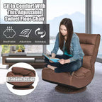 Costway Fauteuil de jeu en tissu, canapé paresseux pliant 5 positions, pivotant à 360 degrés, gris/noir/café