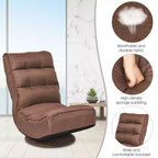Costway Fauteuil de jeu en tissu, canapé paresseux pliant 5 positions, pivotant à 360 degrés, gris/noir/café