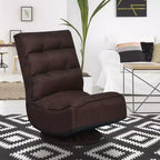 Costway Fauteuil de jeu en tissu, canapé paresseux pliant 5 positions, pivotant à 360 degrés, gris/noir/café