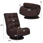 Costway Fauteuil de jeu en tissu, canapé paresseux pliant 5 positions, pivotant à 360 degrés, gris/noir/café