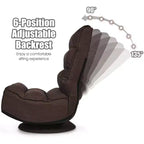 Costway Fauteuil de jeu en tissu, canapé paresseux pliant 5 positions, pivotant à 360 degrés, gris/noir/café