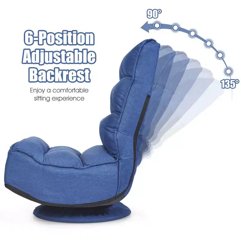 Costway Fauteuil de jeu en tissu, canapé paresseux pliant 5 positions, pivotant à 360 degrés, gris/noir/café