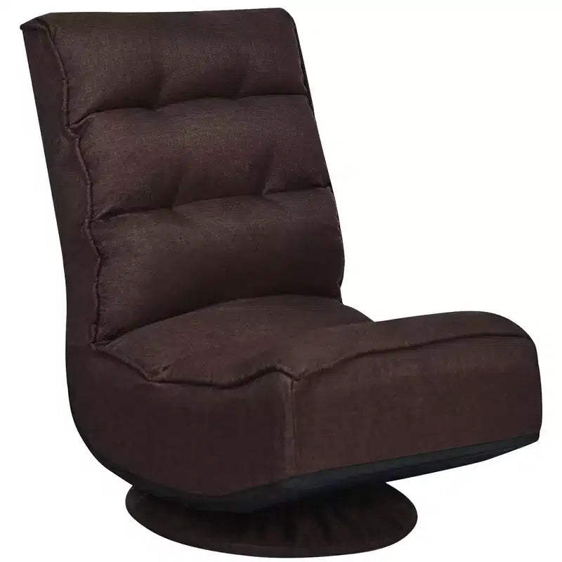 Costway Fauteuil de jeu en tissu, canapé paresseux pliant 5 positions, pivotant à 360 degrés, gris/noir/café