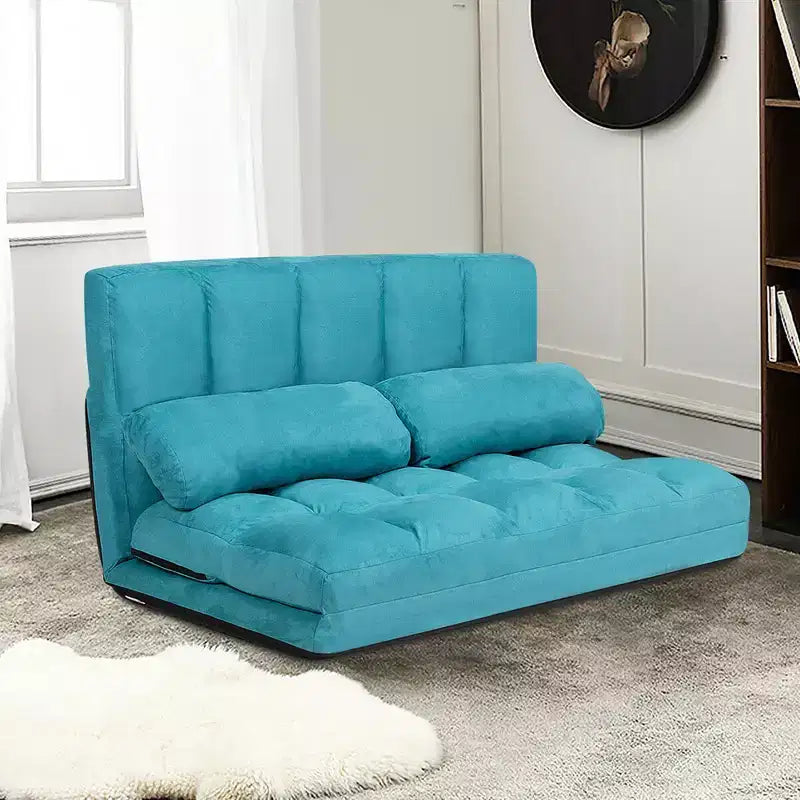 Costway Canapé-lit pliant 6 positions réglables avec 2 oreillers bleu/beige/gris/noir