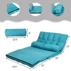 Costway Canapé-lit pliant 6 positions réglables avec 2 oreillers bleu/beige/gris/noir