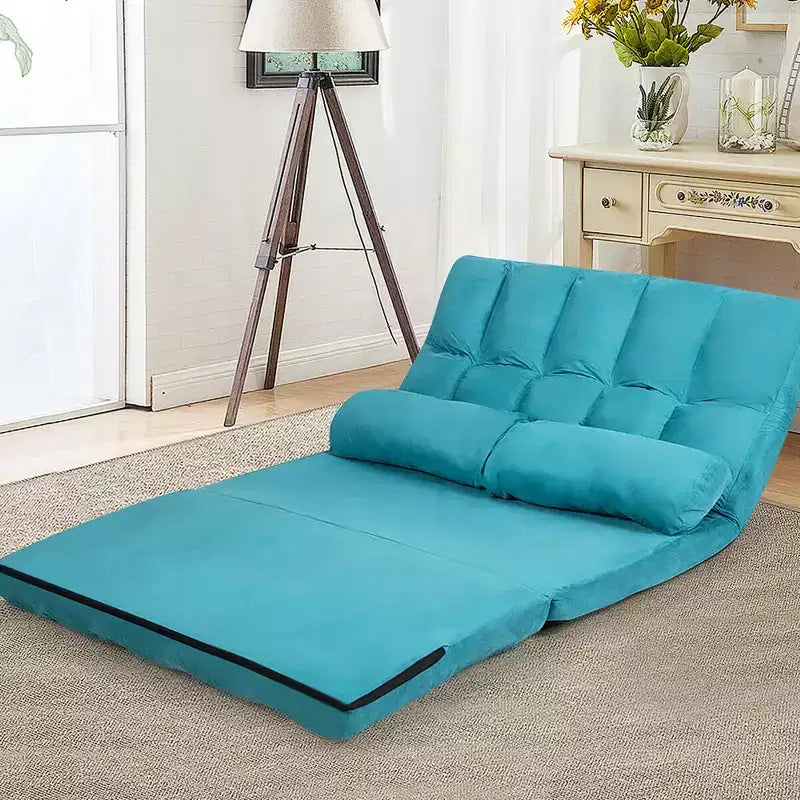 Costway Canapé-lit pliant 6 positions réglables avec 2 oreillers bleu/beige/gris/noir