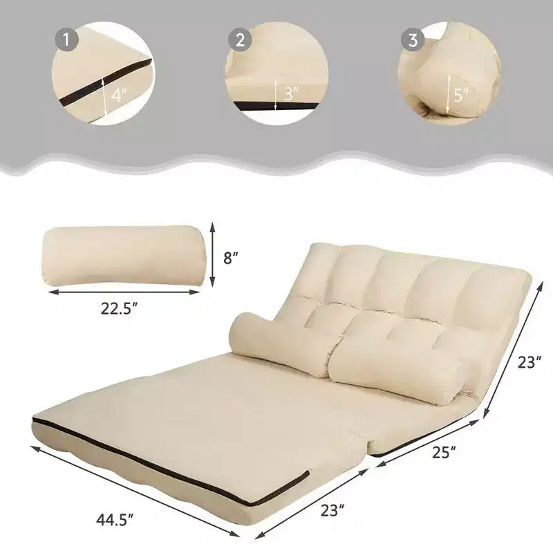 Costway Canapé-lit pliant 6 positions réglables avec 2 oreillers bleu/beige/gris/noir
