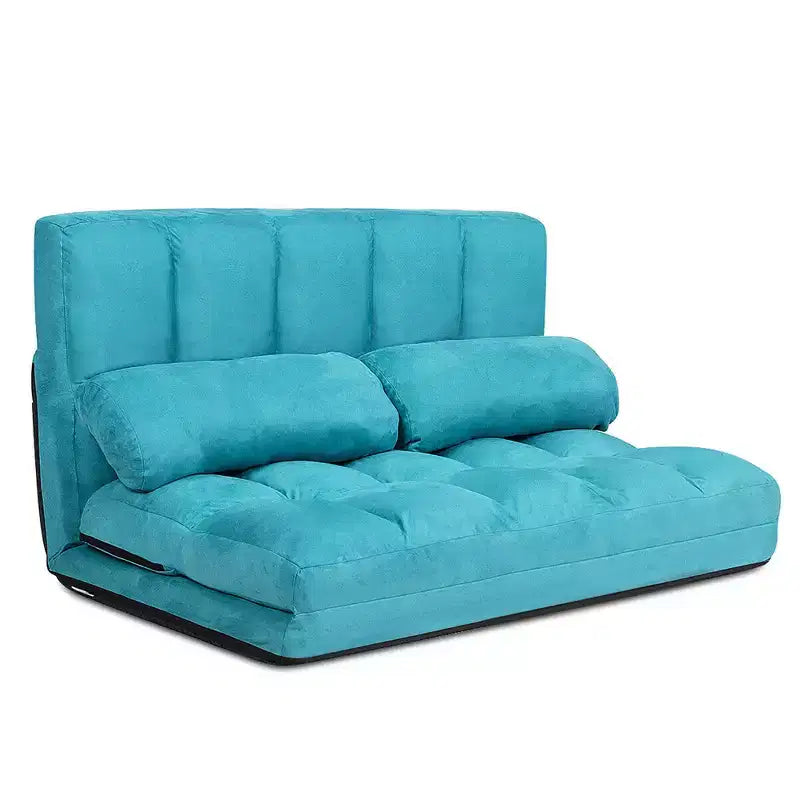 Costway Canapé-lit pliant 6 positions réglables avec 2 oreillers bleu/beige/gris/noir