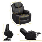 Fauteuil inclinable électrique Costway avec massage, en cuir, avec port de chargement USB, marron/noir