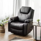Fauteuil inclinable électrique Costway avec massage, en cuir, avec port de chargement USB, marron/noir