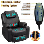 Fauteuil inclinable électrique Costway avec massage, en cuir, avec port de chargement USB, marron/noir