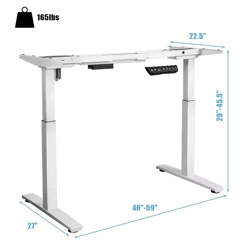 Cadre de bureau électrique Costway, hauteur réglable, moteur unique, avec contrôleur, blanc/noir