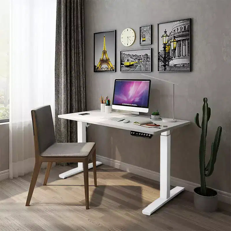 Cadre de bureau électrique Costway, hauteur réglable, moteur unique, avec contrôleur, blanc/noir