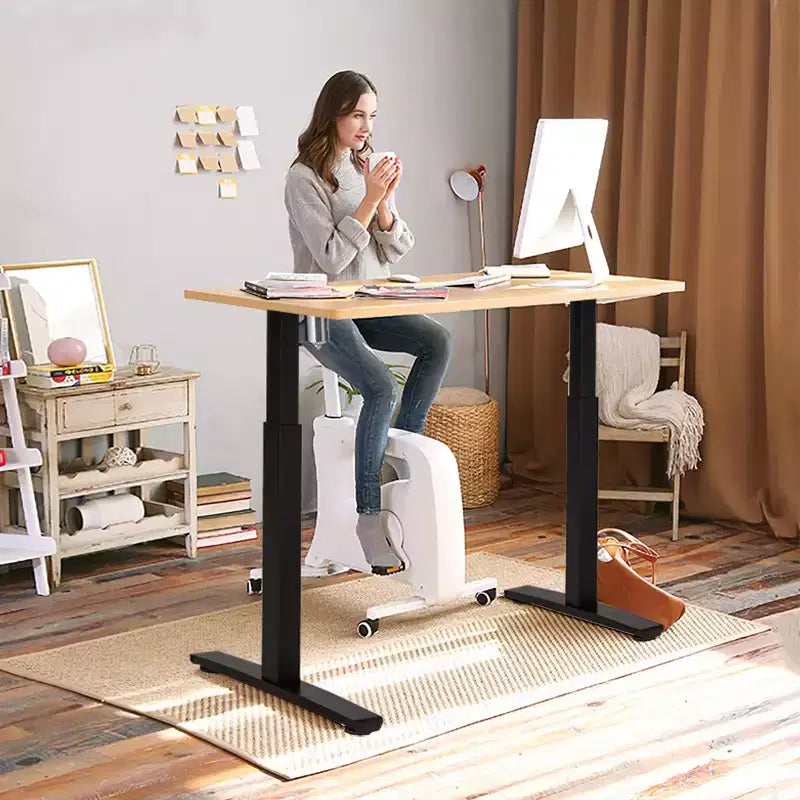 Cadre de bureau électrique Costway, hauteur réglable, moteur unique, avec contrôleur, blanc/noir