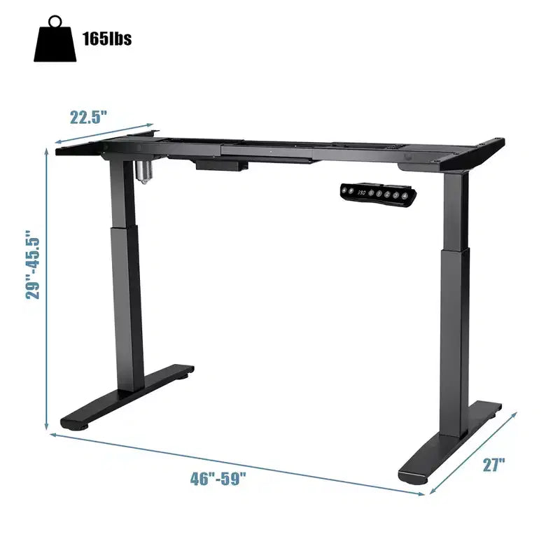 Cadre de bureau électrique Costway, hauteur réglable, moteur unique, avec contrôleur, blanc/noir