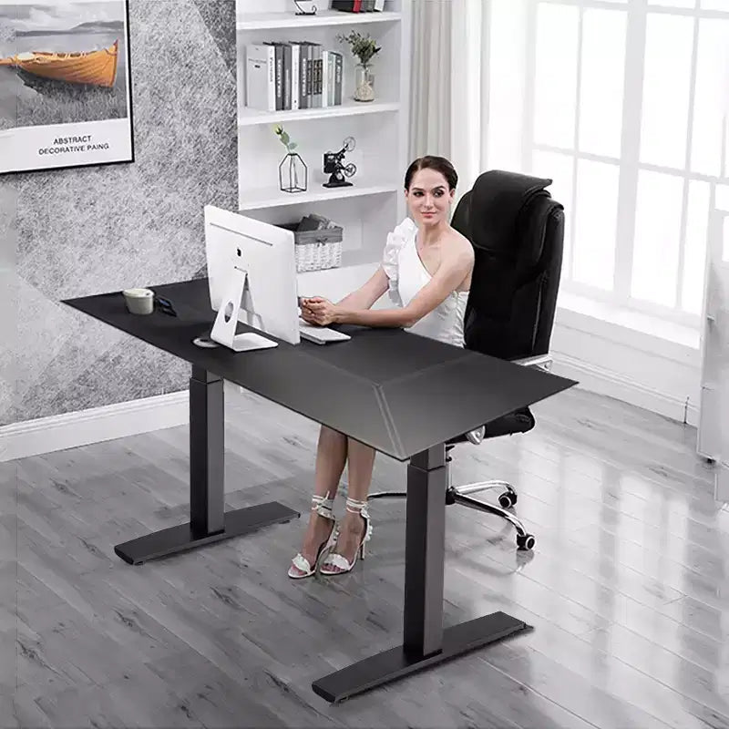 Cadre de bureau électrique Costway, hauteur réglable, moteur unique, avec contrôleur, blanc/noir