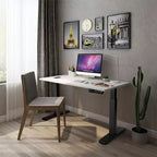 Cadre de bureau électrique Costway, hauteur réglable, moteur unique, avec contrôleur, blanc/noir