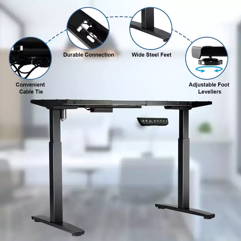 Cadre de bureau électrique Costway, hauteur réglable, moteur unique, avec contrôleur, blanc/noir