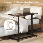 Costway Bureau d'ordinateur réglable en hauteur, table roulante pour ordinateur portable, assis-debout, naturel/marron/noir