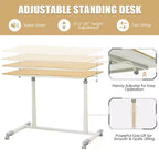 Costway Bureau d'ordinateur réglable en hauteur, table roulante pour ordinateur portable, assis-debout, naturel/marron/noir