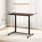 Costway Bureau d'ordinateur réglable en hauteur, table roulante pour ordinateur portable, assis-debout, naturel/marron/noir