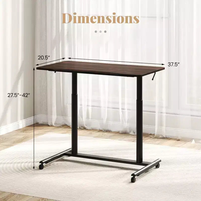 Costway Bureau d'ordinateur réglable en hauteur, table roulante pour ordinateur portable, assis-debout, naturel/marron/noir