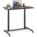 Costway Height Adjustable Computer Desk Sit Stand Rolling Notebook Table Natural\Brown\Black