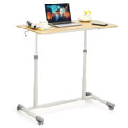 Costway Bureau d'ordinateur réglable en hauteur, table roulante pour ordinateur portable, assis-debout, naturel/marron/noir
