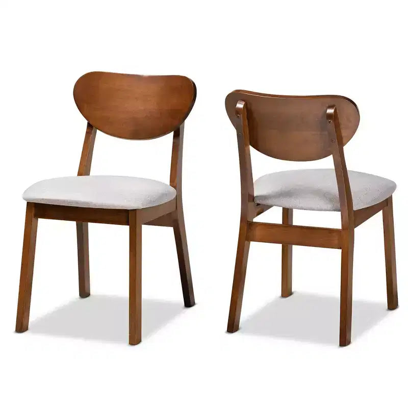 Lot de 2 chaises de salle à manger Damara en tissu d'ameublement et bois - Baxton Studio