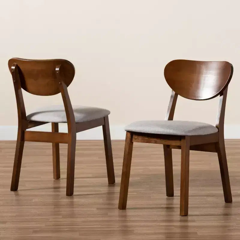 Lot de 2 chaises de salle à manger Damara en tissu d'ameublement et bois - Baxton Studio