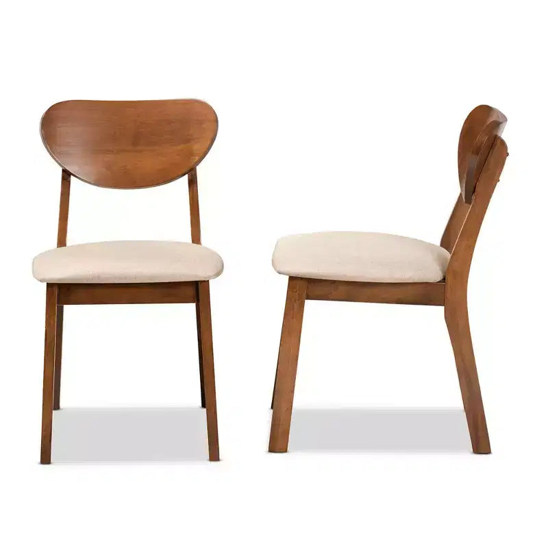 Lot de 2 chaises de salle à manger Damara en tissu d'ameublement et bois - Baxton Studio