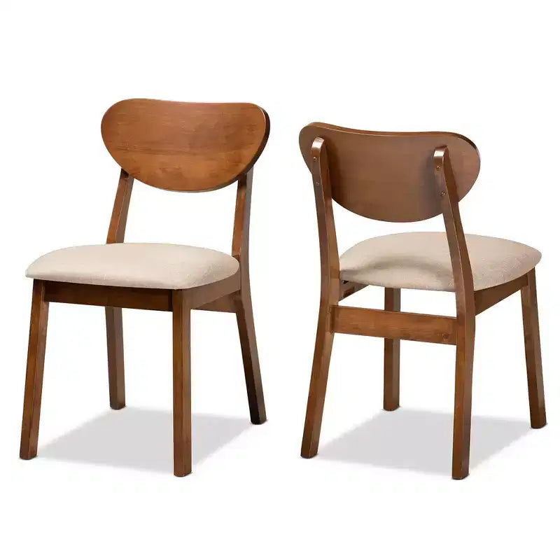 Lot de 2 chaises de salle à manger Damara en tissu d'ameublement et bois - Baxton Studio