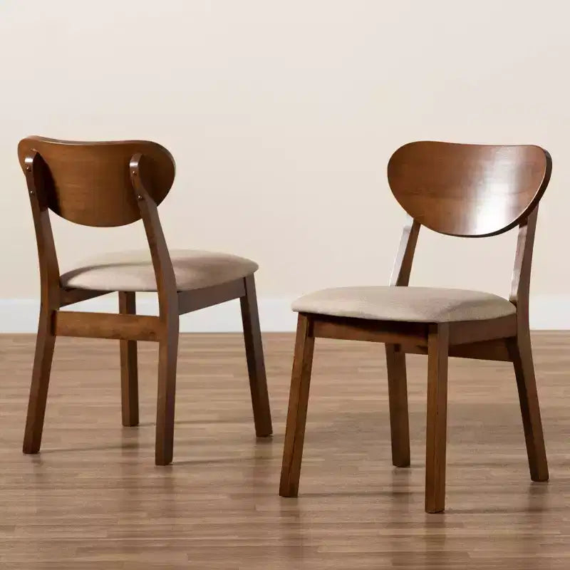 Lot de 2 chaises de salle à manger Damara en tissu d'ameublement et bois - Baxton Studio