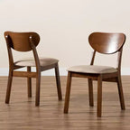 Lot de 2 chaises de salle à manger Damara en tissu d'ameublement et bois - Baxton Studio