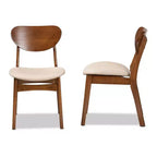 Lot de 2 chaises de salle à manger Katya en tissu et bois - Baxton Studio