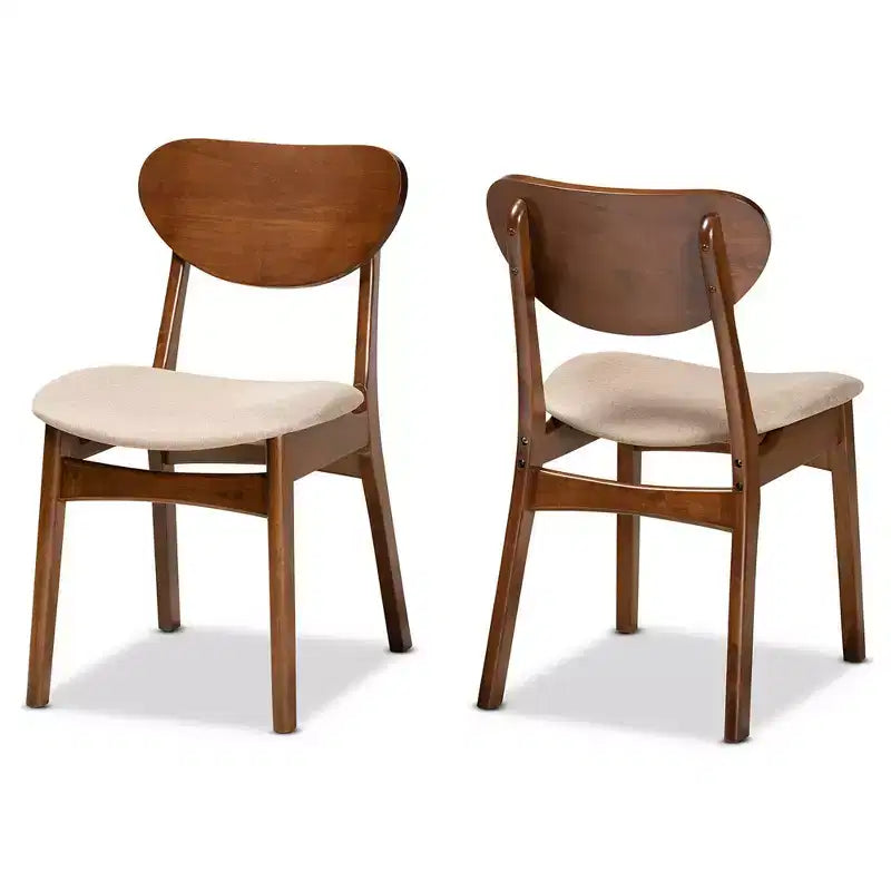 Lot de 2 chaises de salle à manger Katya en tissu et bois - Baxton Studio