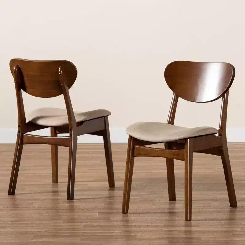 Lot de 2 chaises de salle à manger Katya en tissu et bois - Baxton Studio
