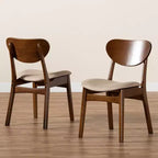 Lot de 2 chaises de salle à manger Katya en tissu et bois - Baxton Studio