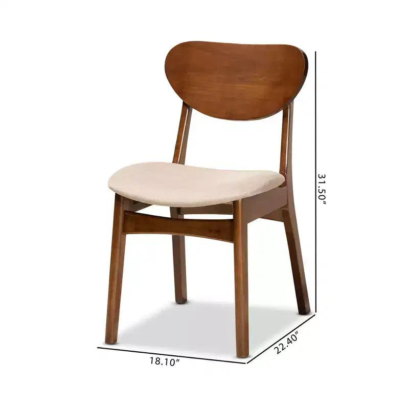 Lot de 2 chaises de salle à manger Katya en tissu et bois - Baxton Studio
