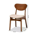 Lot de 2 chaises de salle à manger Katya en tissu et bois - Baxton Studio