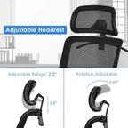 Costway Chaise de Bureau Ergonomique Inclinable Dossier Haut en Maille avec Cintre Gris/Noir