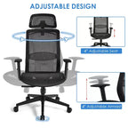 Costway Chaise de Bureau Ergonomique Inclinable Dossier Haut en Maille avec Cintre Gris/Noir