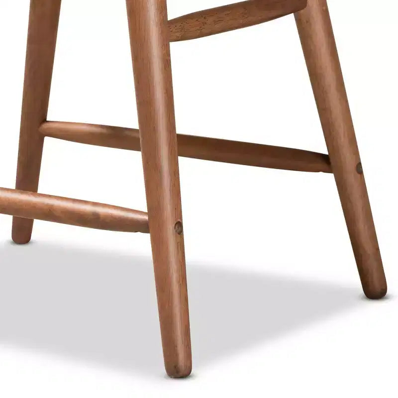 Lot de 2 tabourets de bar Sagira de hauteur comptoir, en velours et bois – Baxton Studio