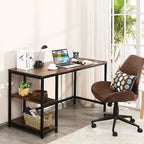 Bureau informatique Costway 55'' Table d'étude Poste de travail Maison avec étagère réglable Noir/Café/Marron